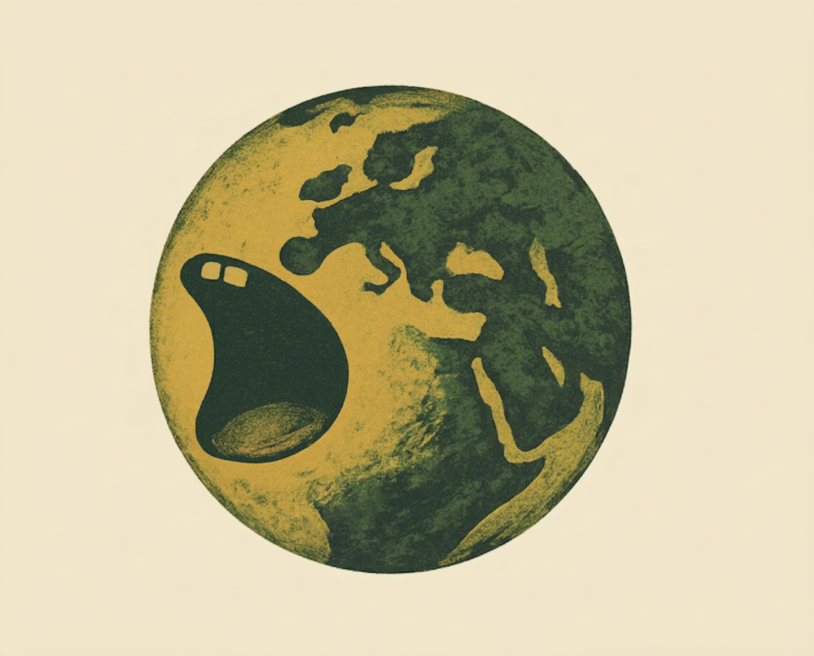 Illustration of the Earth as a green and yellow globe